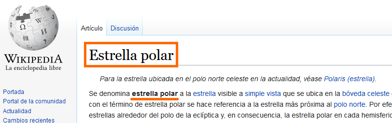 Página de Wikipedia sobre Estrella Polar